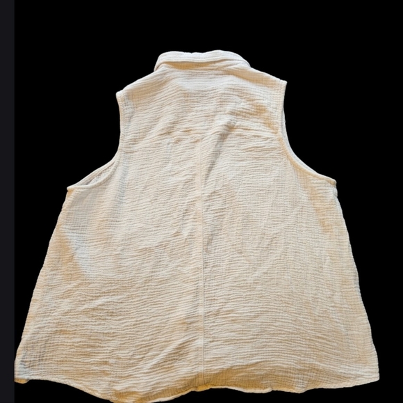 Jordache Cream Coloured Collared Button Up Sleeveless Blouse with Waist Tie - Picture 5 of 5